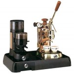 La Pavoni Set of Coffee Machine PRH and Grinder JDR on a Black B
