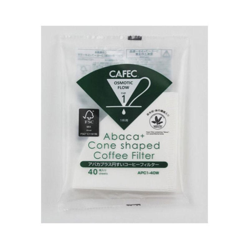 Φίλτρο καφέ - Abaca+ cone-shaped paper filter cup1 (white) 40pcs	