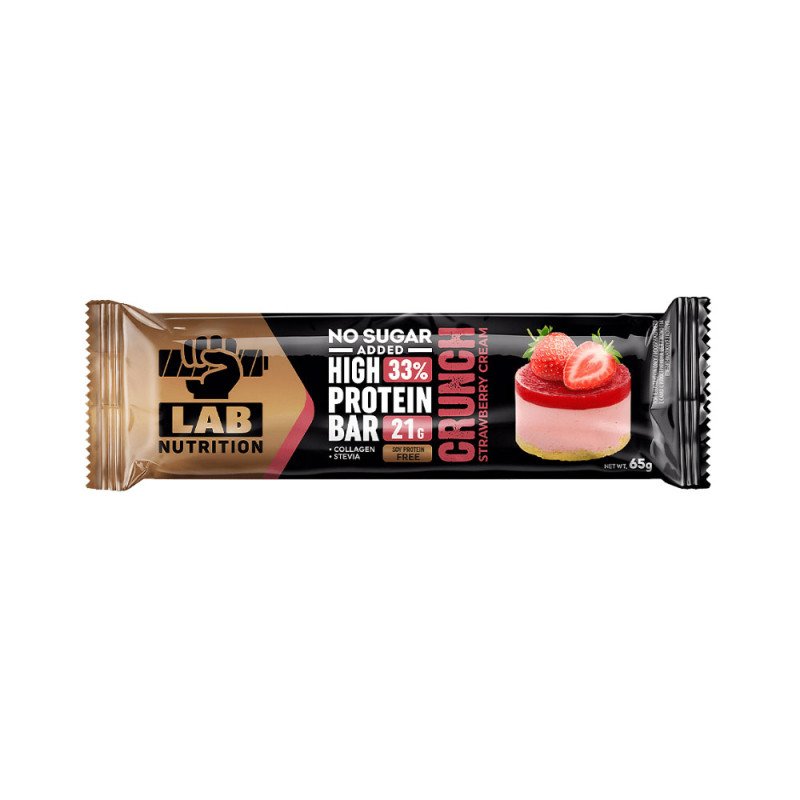 Μπάρα υψηλής πρωτεΐνης Lab - Κρέμα φράουλα crunch, 65gr