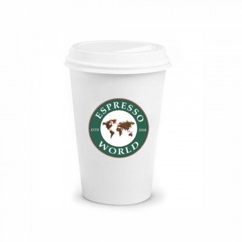 Espresso World - Ποτήρι Διπλότοιχο Χάρτινο 12oz με πιπίλα, 50 τμχ	